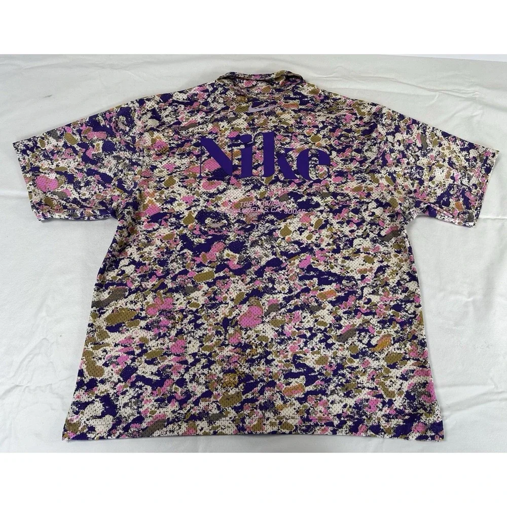 Nike Shirt Trek Division Men's Large Psychic Purple Mesh Hawaiian Button Dri Fit - Picture 8 of 10